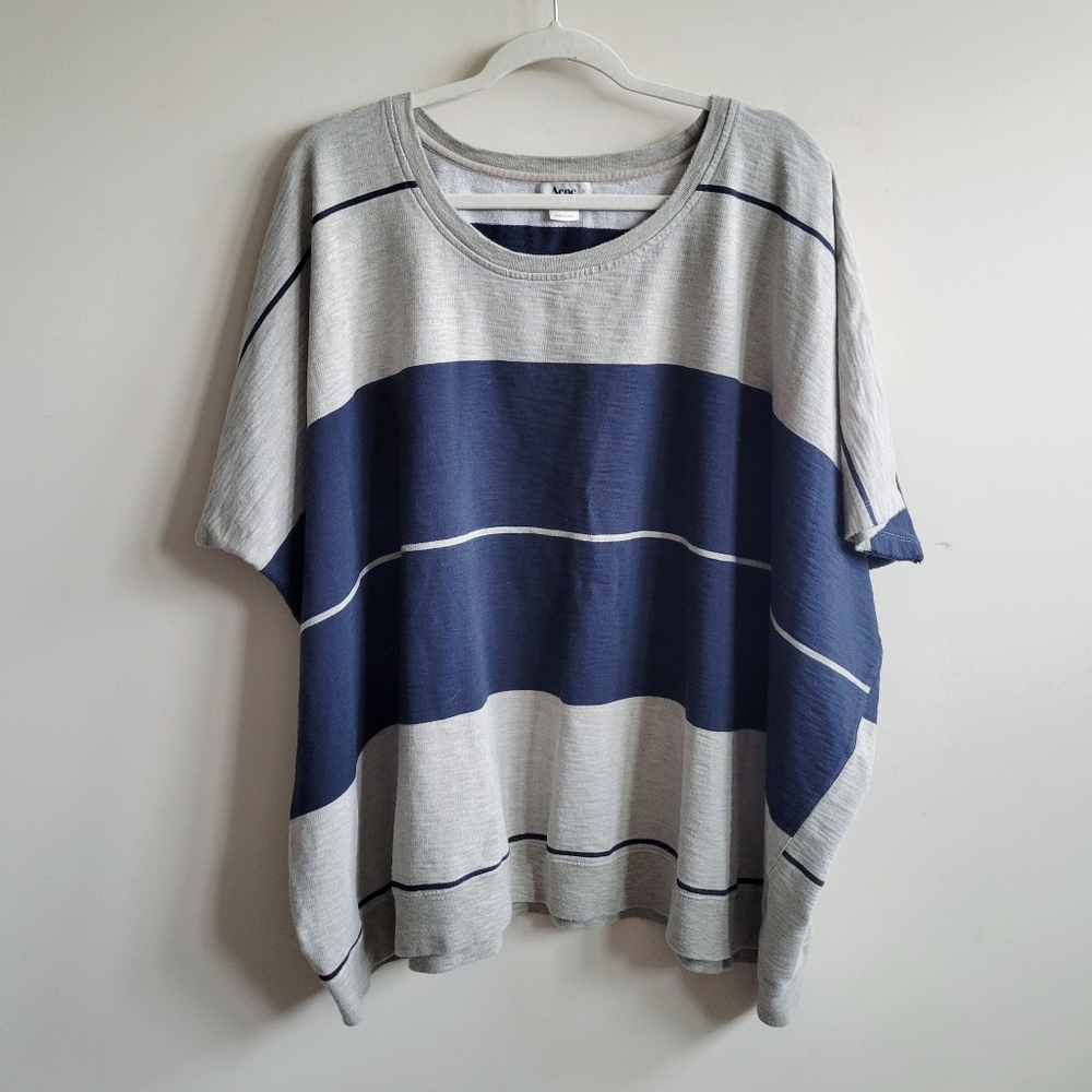 Acne Studios Zorah F Stripe PAW11 Oversized Boxy Swewtshirt Top Grey